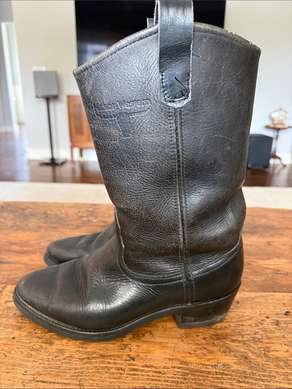 Mason Western Black Leather Western Boots Size 8.5EE